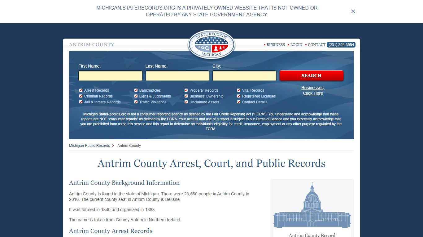 Antrim County Arrest, Court, and Public Records